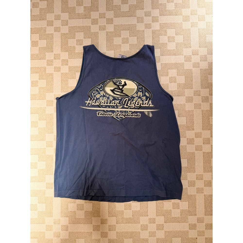 Vintage Hawaiian Legends Classic Longboards Tank Top Blue XL Made in USA Sof Tee